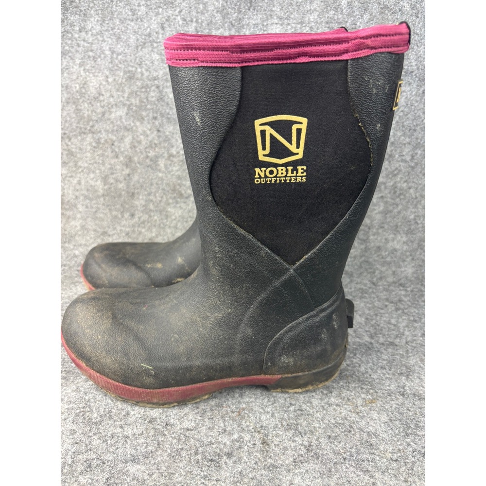 Noble Outfitters MUDS Boots Women 7 Black Wine Waterproof Rubber Neoprene 66056